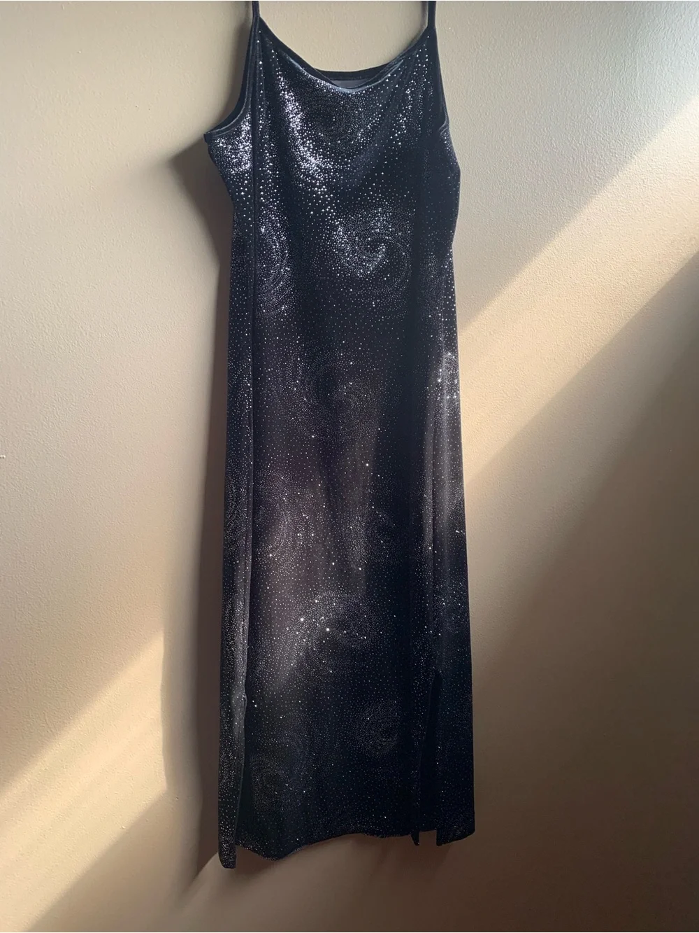 Vintage Limited Too Teen Girls Juniors Black Sparkle Velour Midi Slip Dress - 5J
